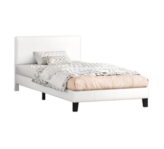 Slidell Single White PU Bed Frame