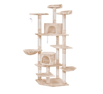 Sniffle 203cm Beige Fir Wood & Plush Cat Tree