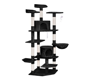Sniffle 203cm Black Fir Wood & Plush Cat Tree