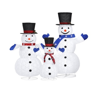 Holly Jolly 3Pcs Snowman 330 LED Fairy Lights Set White
