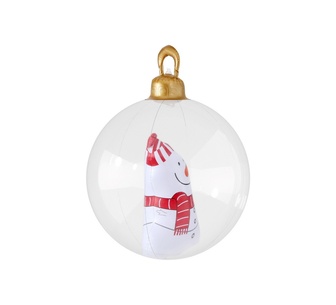 Holly Jolly Christmas Inflatable Ball Snowman Clear