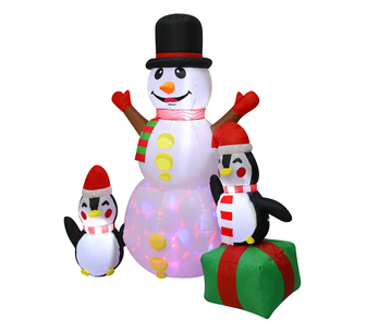 Berryflatable Christmas Inflatable Snowman w/ Penguins Multi