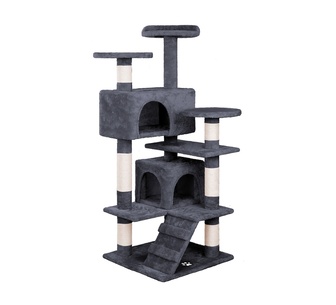 Snuggle 134cm Grey Fir Wood & Plush Cat Tree
