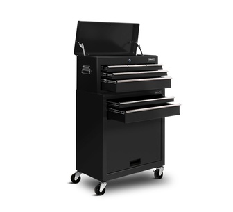 Solah 7 Drawer Black Garage Trolley Tool Box Cabinet
