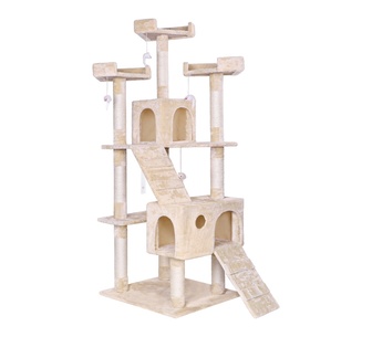 Softpaw 180cm Beige Fir Wood & Plush Cat Tree