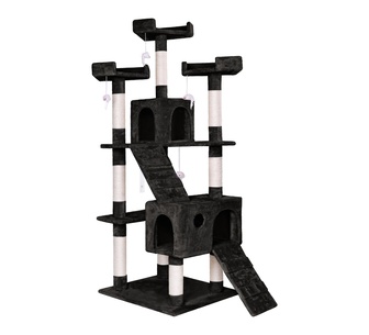 Softpaw 180cm Black Fir Wood & Plush Cat Tree