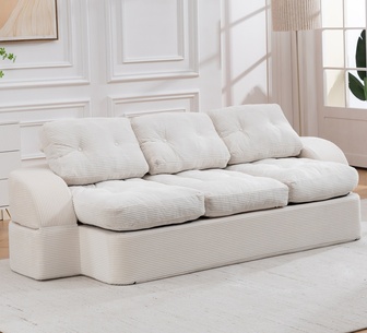 Sofiq 3 Seater Beige Corduroy Compressed Sofa Bed
