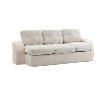 Sofiq 3 Seater Beige Corduroy Compressed Sofa Bed