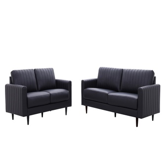 Solarius 2 and 3 Seater Black PU Sofa Bundle