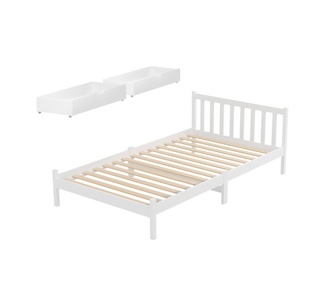 Solima King Single White Wooden Bed Frame with Storage