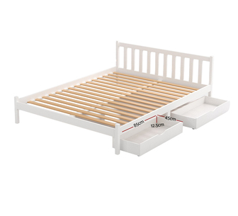 Solima Queen White Wooden Bed Frame with Storage