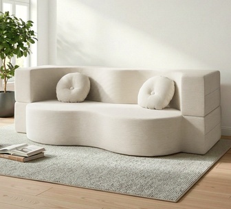Solenne Beige 3 Seater Compressed Sofa Bed