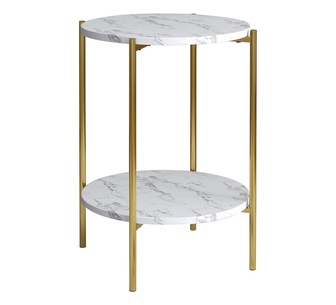 Soleil Gold & White Marble Look Side Table