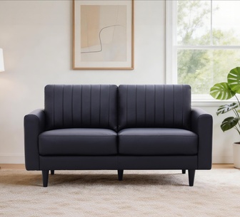 Solarius 2 Seater Black PU Sofa