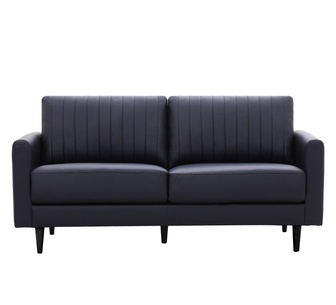 Solarius 3 Seater Black PU Sofa