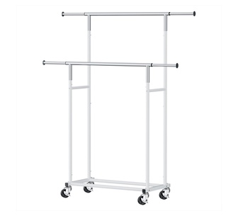 Soraya Double Rail Silver Adjustable Hanger Coat Stand