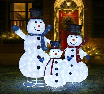 Sparkelle 3pc Snowman Family Home Décor
