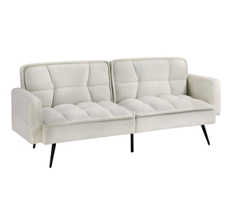 Spencer Convertible Sherpa Sofa Bed White