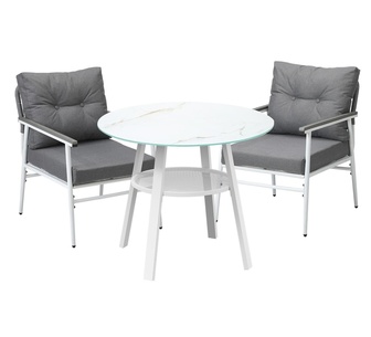 Spindle 2 Seater Outdoor Dining Set Grey/White
