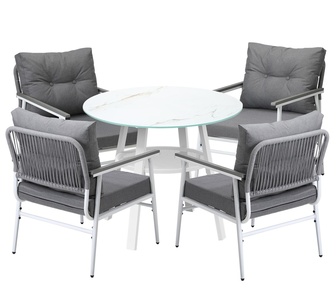 Spindle 4 Seater Outdoor Dining Set Grey/White