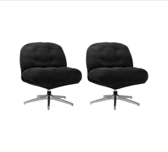 Set of 2 Isso Black Tufted Corduroy Swivel Accent Chair