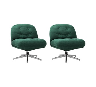 Set of 2 Isso Green Tufted Corduroy Swivel Accent Chair