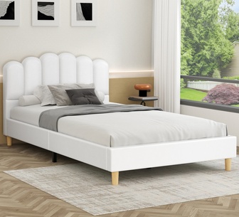 Starkville King Single White PU Bed Frame