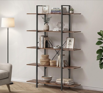Axena 120cm 5 Tier Brown Bookshelf
