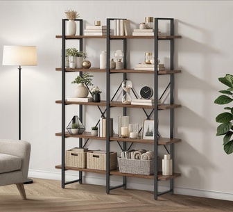 Axena 135cm 5 Tier Brown Bookshelf