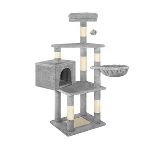Stoneleaf 130cm Light Grey Fir Wood & Plush Cat Tree