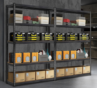 Stone 1.8*1.2m Garage Warehouse Shelving Black Set of 2