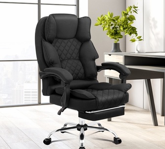 Steph Black Fabric Office Chair with Footrest