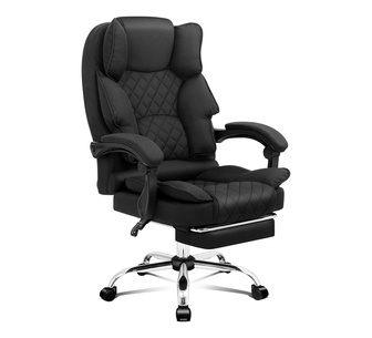 Steph Black Fabric Office Chair with Footrest