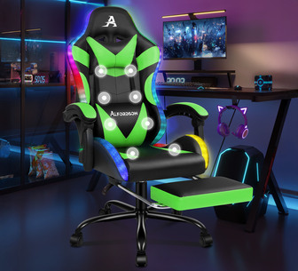 Strathmere Massage Gaming Office Chair with LED Green