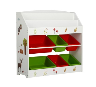 Stuart 3 Tiers Kids Bookshelf Storage Toy Box 6 Bins White