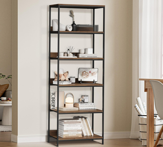 Surena 5 Tier Bookcase Walnut