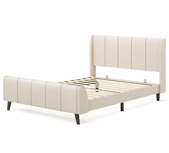 Svalbard Single Beige Fabric Tufted Bed Frame