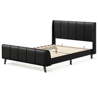 Svalbard Single Black PU Tufted Bed Frame