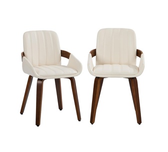 Set of 2 Sybil Beige Faux Leather Dining Chairs