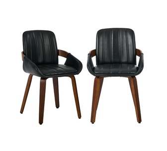 Set of 2 Sybil Black Faux Leather Dining Chairs