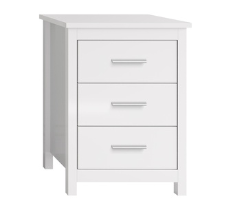 Sylora 3 Drawer White Bedside Table