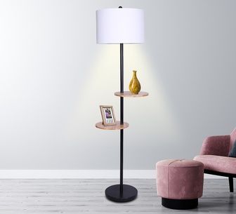 Syranel Black & White Metal Floor Lamp