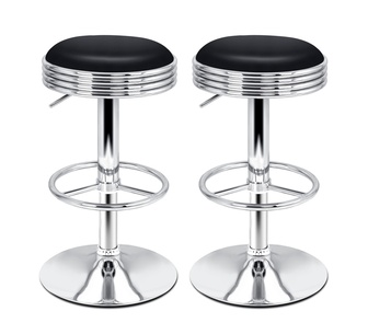 Set of 4 Aracelis Black Silver Bar Stools