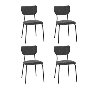 Set of 4 Tally Grey Linen Dining Chair Set