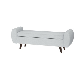 Tanith Grey Rectangle Storage Ottoman Bench