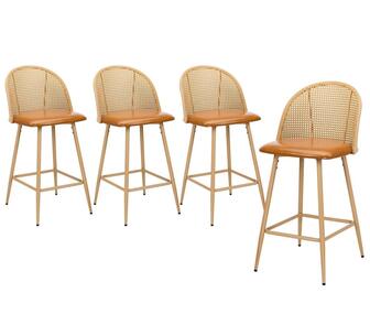 Set of 4 Tarrant Bar Stools Natural/Brown