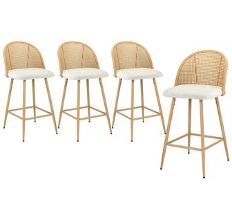 Set of 4 Tarrant Bar Stools Natural/White