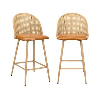 Set of 2 Tarrant Bar Stools Natural/Brown