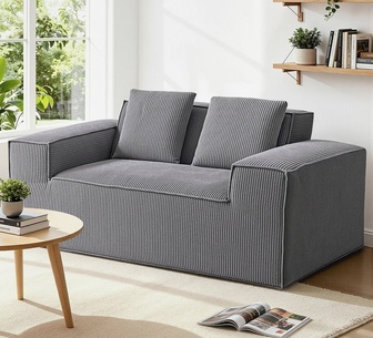 Tarian 2 Seater Grey Corduroy Compressed Sofa