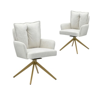Set of 2 Westerly Upholstered Beige Linen Dining Chairs